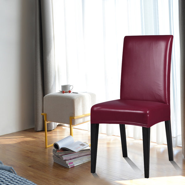 Latitude Run® Stretch Faux Leather Dining Room Chair Covers Seat